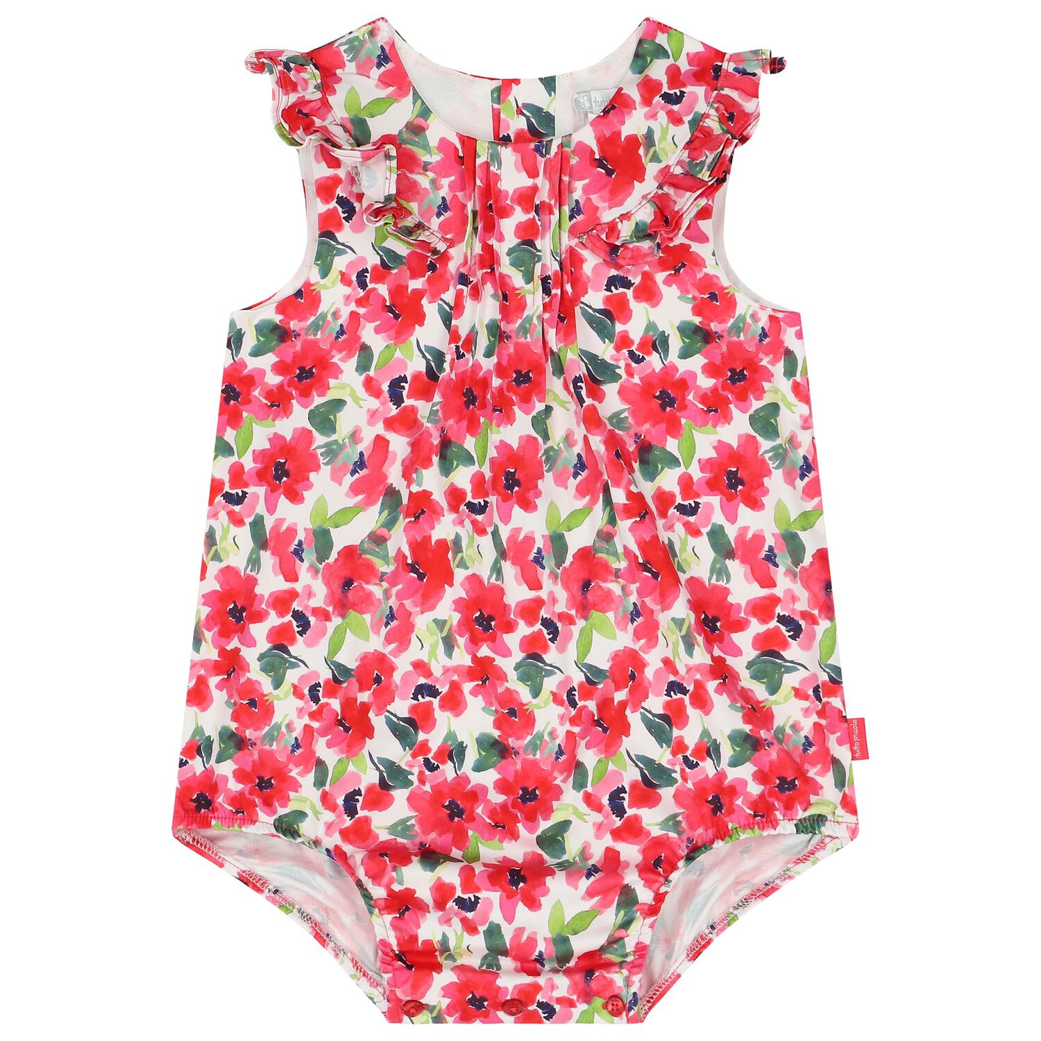 Baby Girls Pink Floral Romper, 1, hi-res