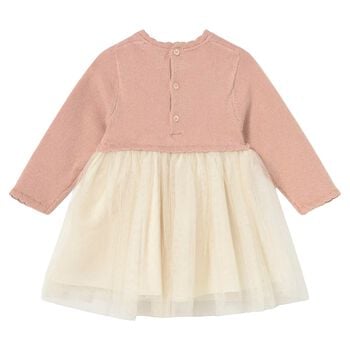 Younger Girls Pink & Ivory Tulle Dress