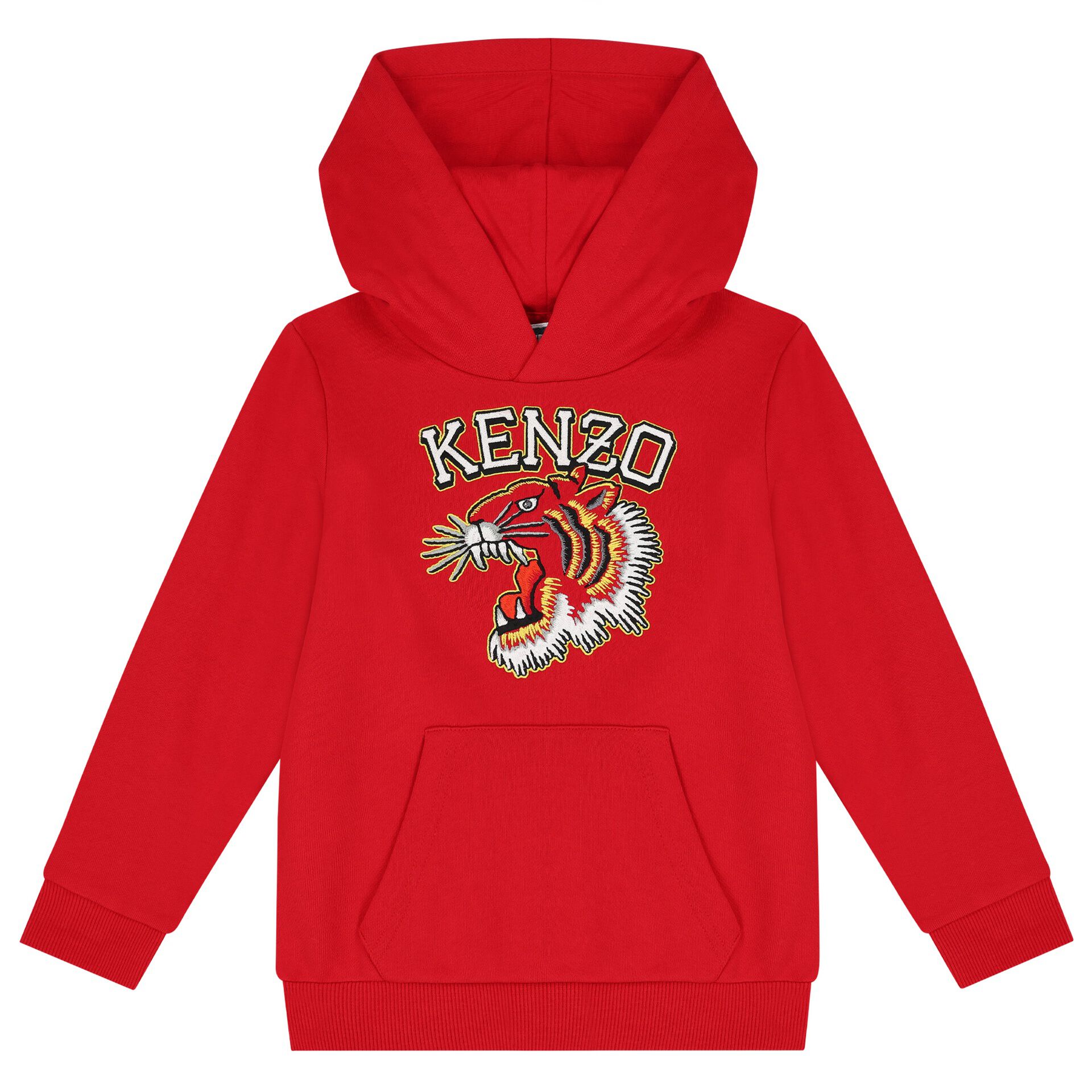 KENZO KIDS Boys Red Tiger Logo Hooded Top Junior Couture
