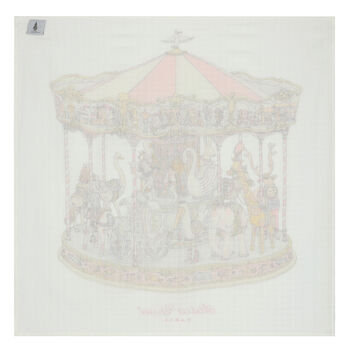 Baby Girls White & Pink Carousel Swaddle Carré Blanket