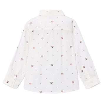 Boys White Teddy Bear Shirt
