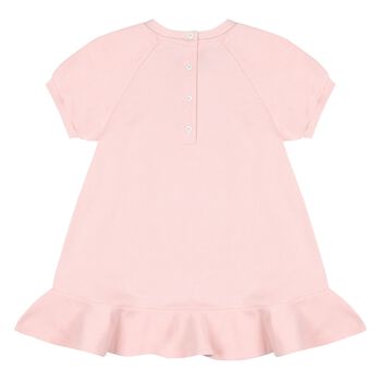 Younger Girls Pink Embroidered Logo Dress