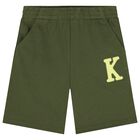 Boys Green Logo Shorts, 1, hi-res