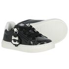 Girls Black Glitter Logo Trainers, 1, hi-res