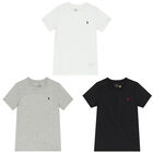 Boys Black, Grey & White Logo T-Shirts ( 3-Pack ), 2, hi-res