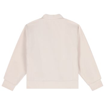 Girls Beige Teddy Bear Zip Up Top