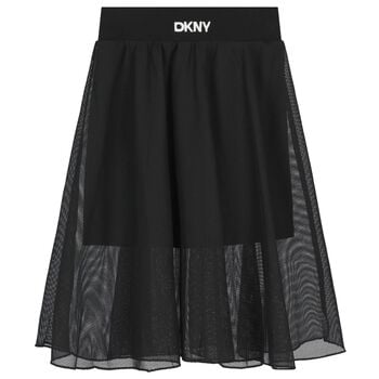 Girls Black Logo Mesh Skirt