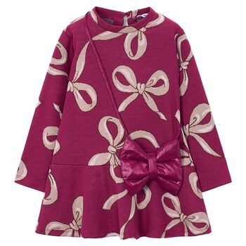 Girls Pink Jacquard Dress Set