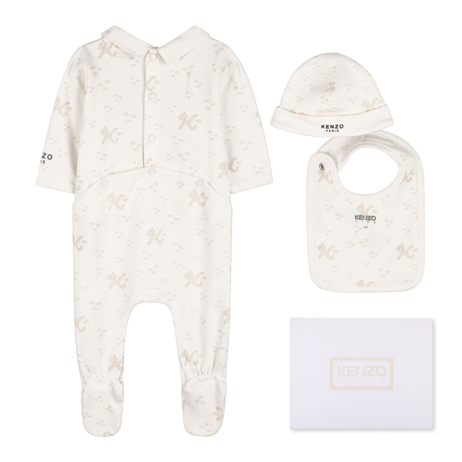 Ivory & Beige Tiger Logo Babygrow Gift Set, 1, hi-res