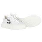Girls White Ikonik Leather Trainers, 1, hi-res