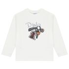 Boys White Dino Long Sleeve Top, 2, hi-res