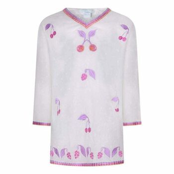 White & Pink Cherries Kaftan