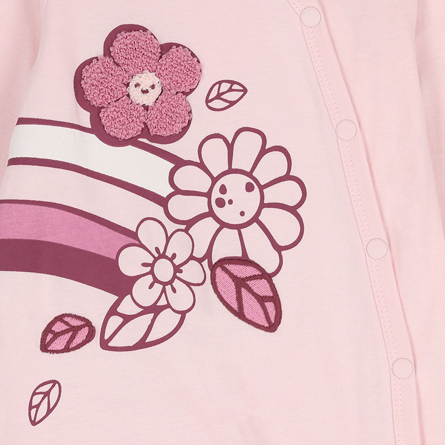 Baby Girls Pink Flower Babygrow, 1, hi-res