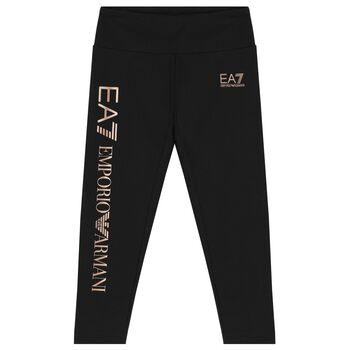 Girls Black Logo Leggings