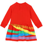 Younger Girls Red Striped Dress, 1, hi-res