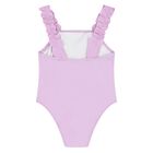 Younger Girls Purple Floral Swimsuit, 1, hi-res