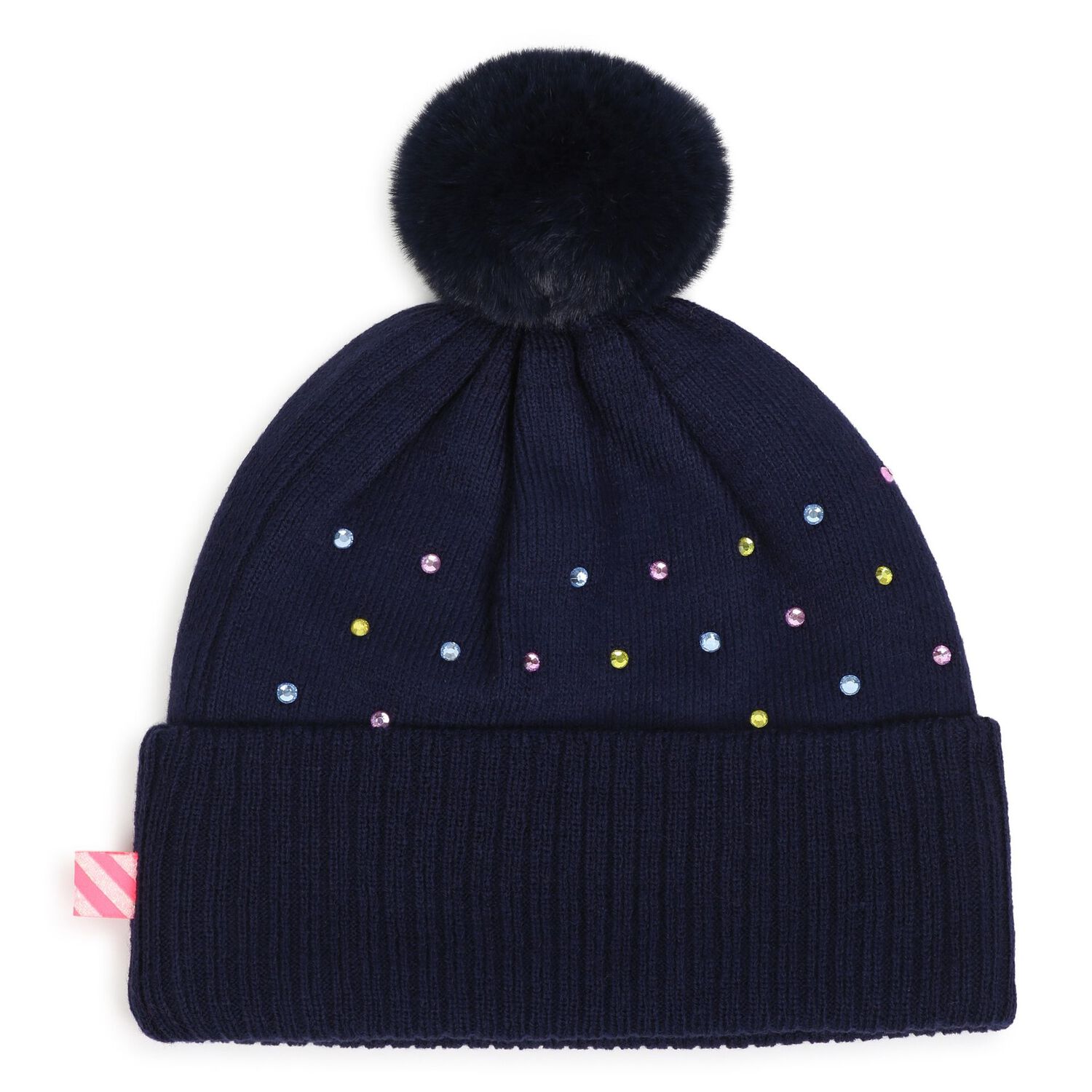 Girls Navy Blue Beanie Hat, 1, hi-res
