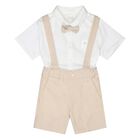 Younger Boys Beige & Ivory Shorts Set, 2, hi-res
