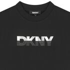 فستان سويت شيرت بشعار أسود للبنات, 1, hi-res