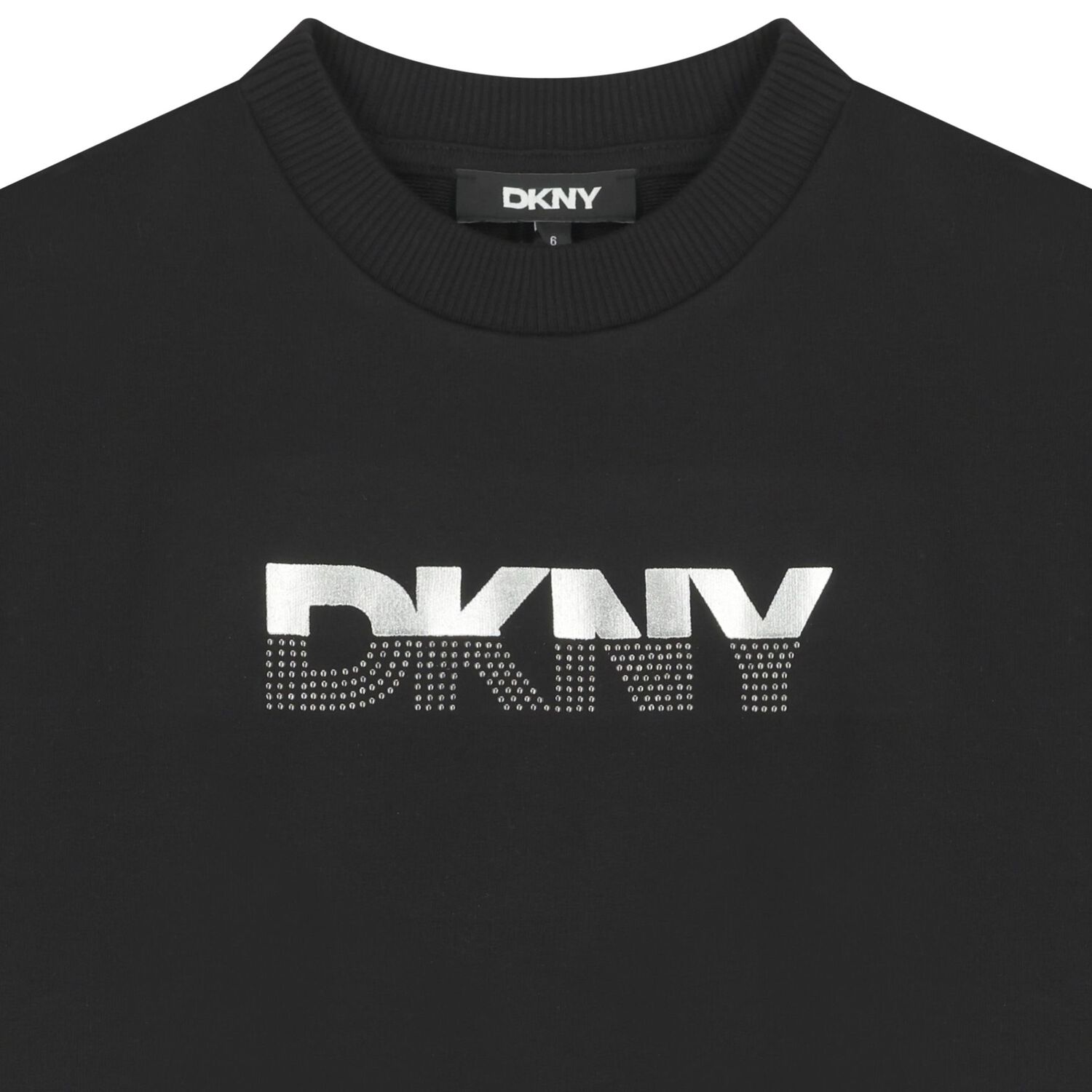 فستان سويت شيرت بشعار أسود للبنات, 1, hi-res