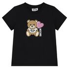 تي شيرت بنات بشعار دب تيدي باللون الأسود, 3, hi-res