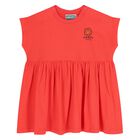 Younger Girls Red Boke Flower Dress, 1, hi-res