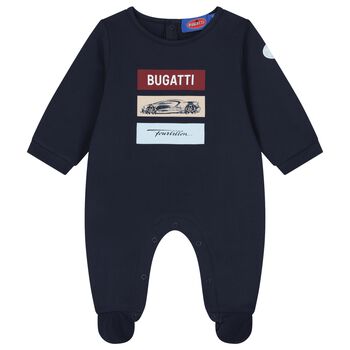 Baby Boys Navy Blue Logo Babygrow