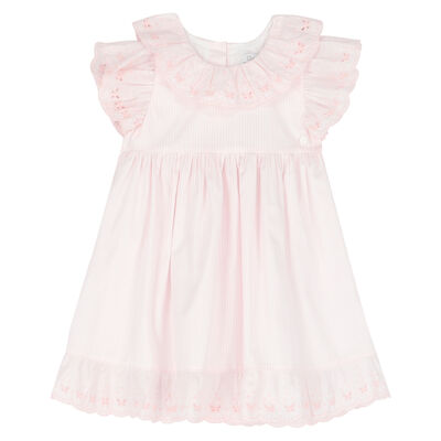 Younger Girls Pink & White Striped Dress