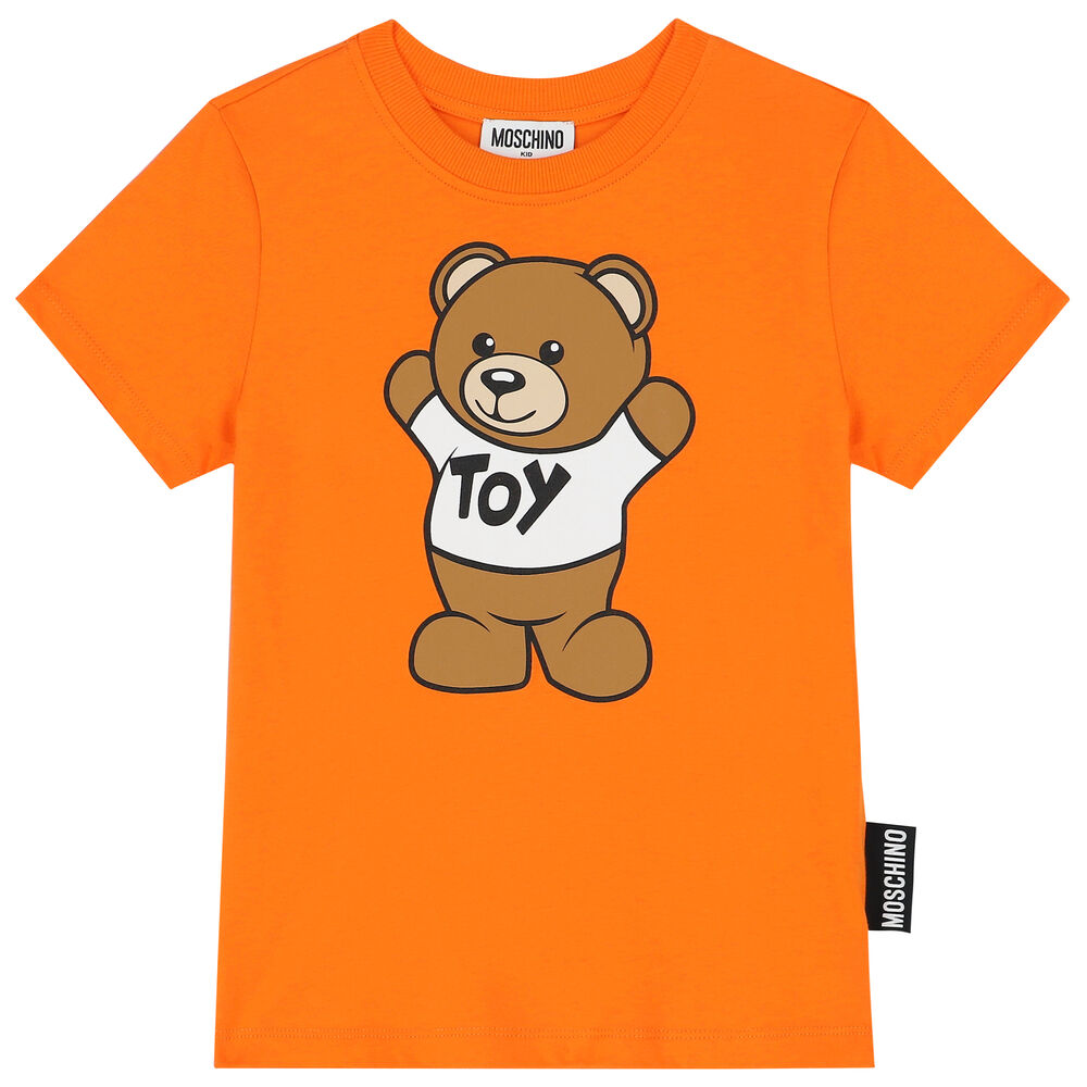 Moschino Orange Teddy Bear Logo T-Shirt | Junior Couture USA