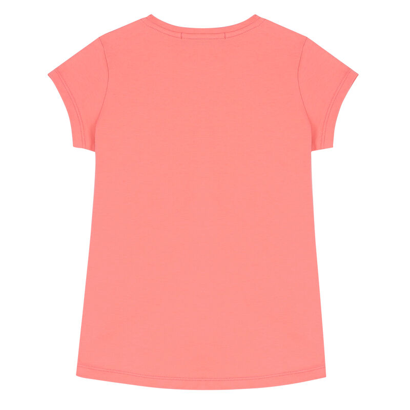 Girls Coral Pink Bear Logo T-Shirt, 4, hi-res image number null