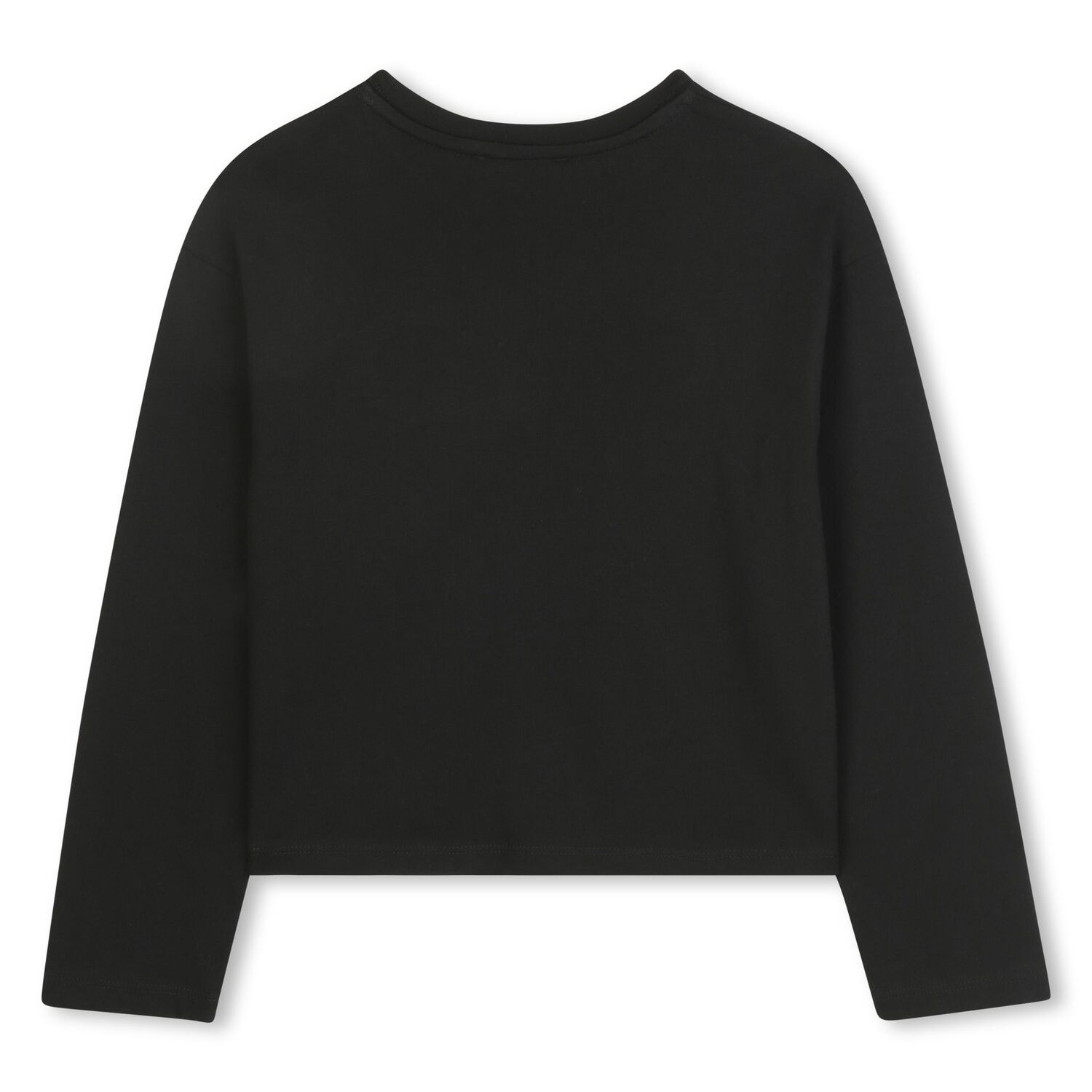 Girls Black Logo Long Sleeve Top, 1, hi-res