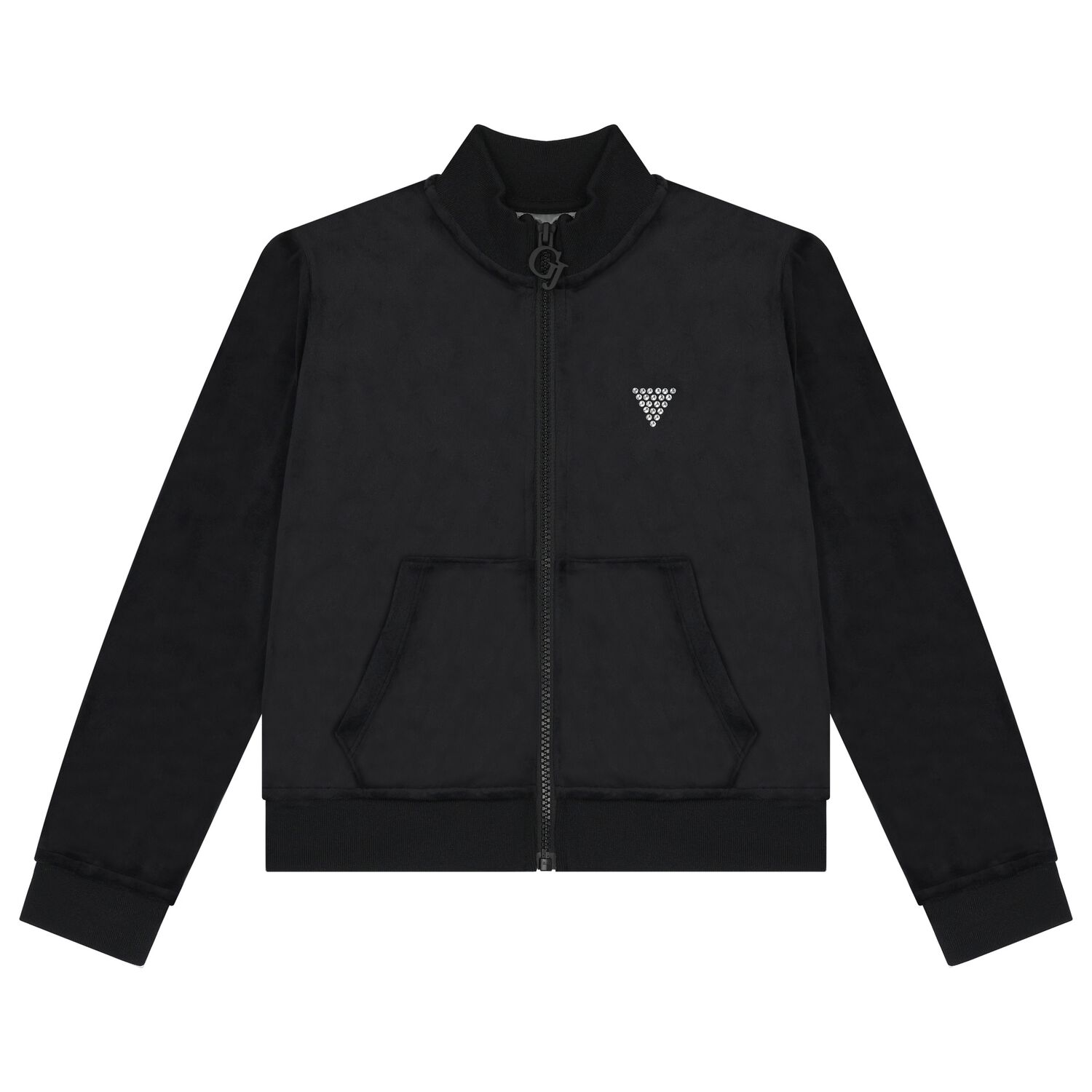 Girls Black Logo Zip Up Top, 1, hi-res image number null