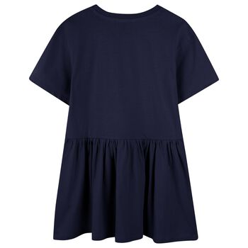 Girls Navy Blue Logo Dress