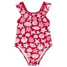 Younger Girls Red Seashell Swimsuit, 1, hi-res