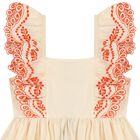Girls Orange Broderie Anglaise Dress, 1, hi-res
