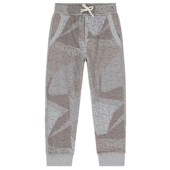 Boys Grey & Beige Logo Joggers