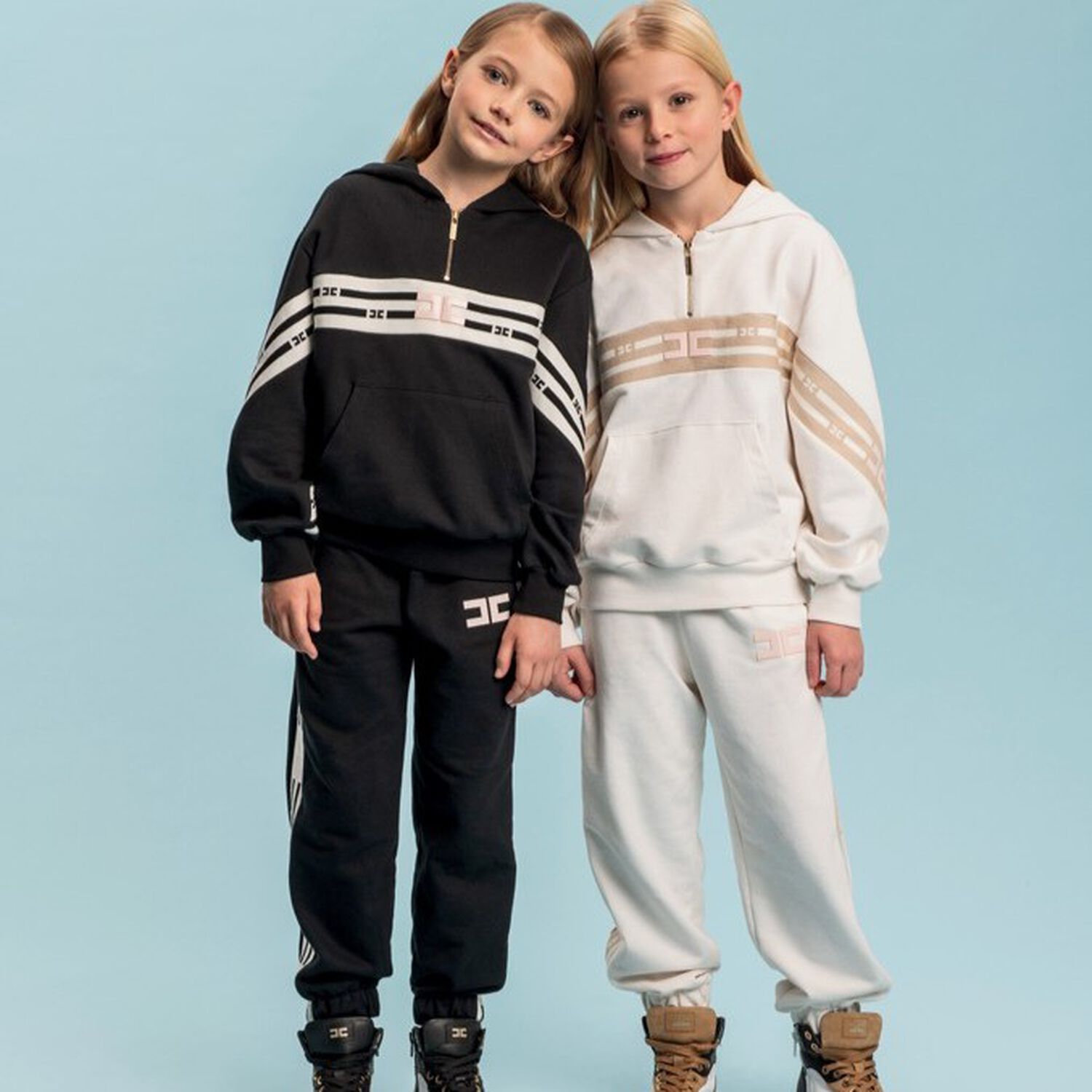 Girls Black Logo Hooded Top, 1, hi-res image number null