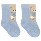 Baby Boys Blue & Ivory Socks ( 4 Pack ), 2, hi-res