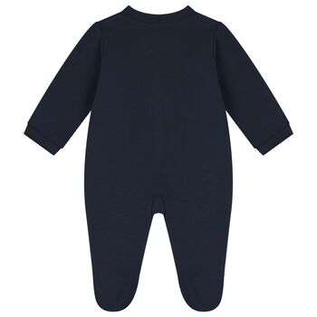 Baby Boys Navy Blue Logo Babygrow