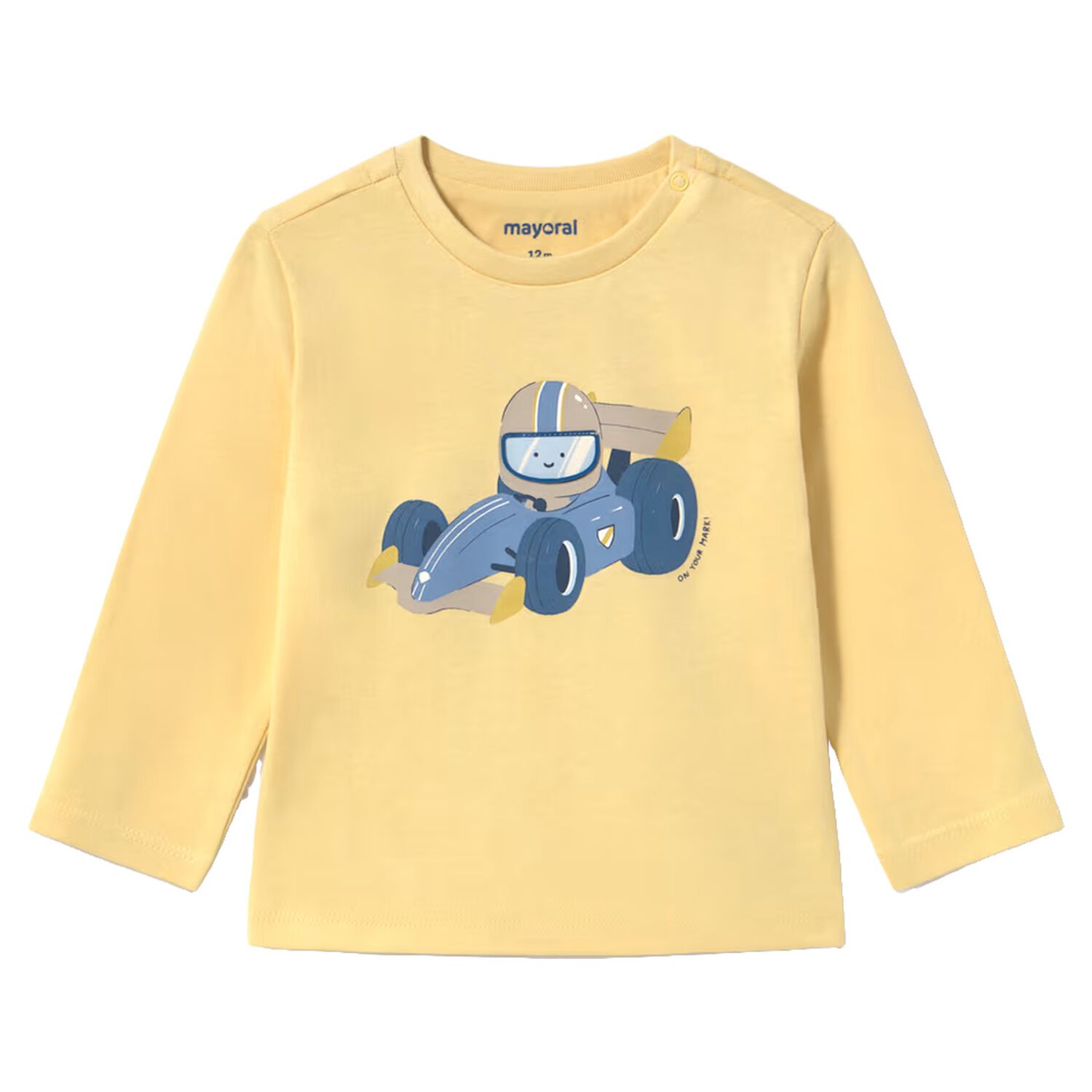 Younger Boys Yellow Racing Car Long Sleeve Top, 2, hi-res