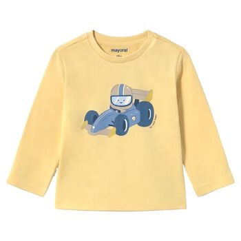 Younger Boys Yellow Racing Car Long Sleeve Top