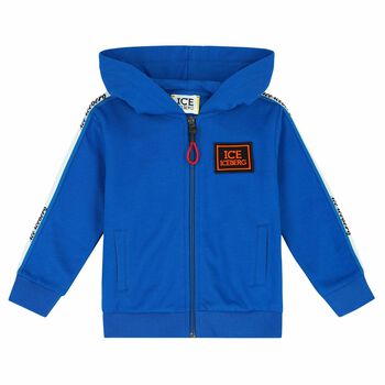 Younger Boys Blue Logo Hooded Top