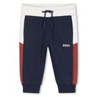 Younger Boys Navy Blue Logo Joggers, 3, hi-res