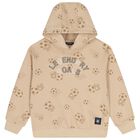 Boys Beige Football Hooded Top , 1, hi-res