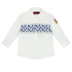 Younger Boys White & Blue Logo Shirt, 2, hi-res