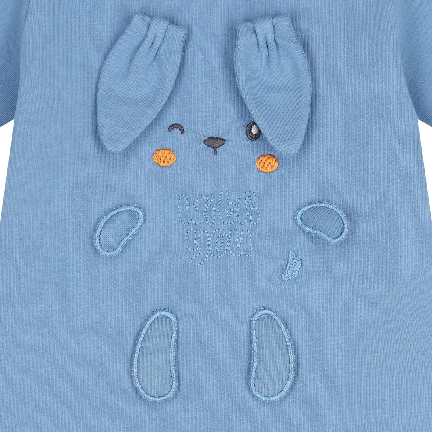 Baby Boys Blue Bunny Romper, 1, hi-res