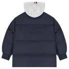 Boys Navy Blue & Grey Logo Puffer Jacket, 1, hi-res