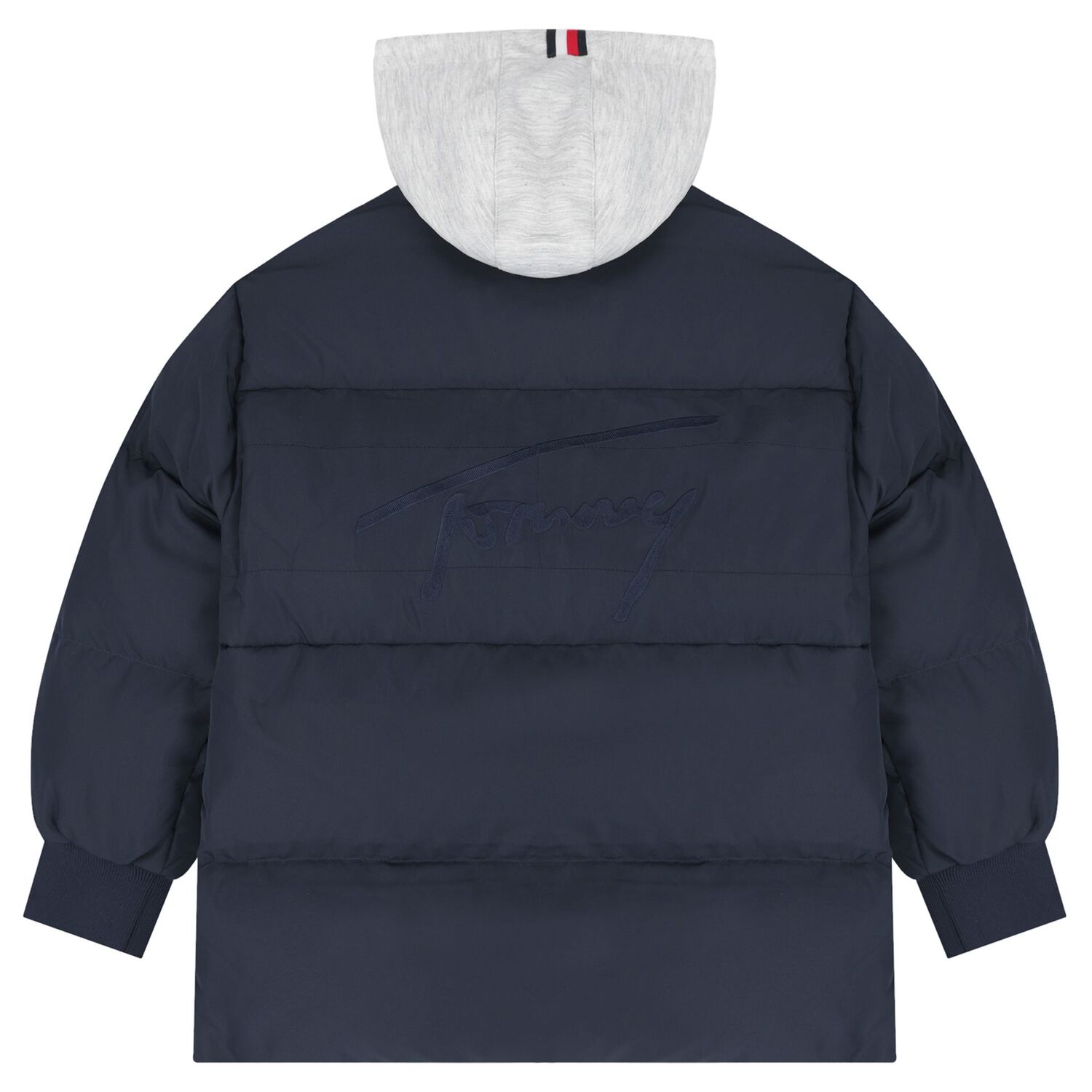 Boys Navy Blue & Grey Logo Puffer Jacket, 1, hi-res image number null