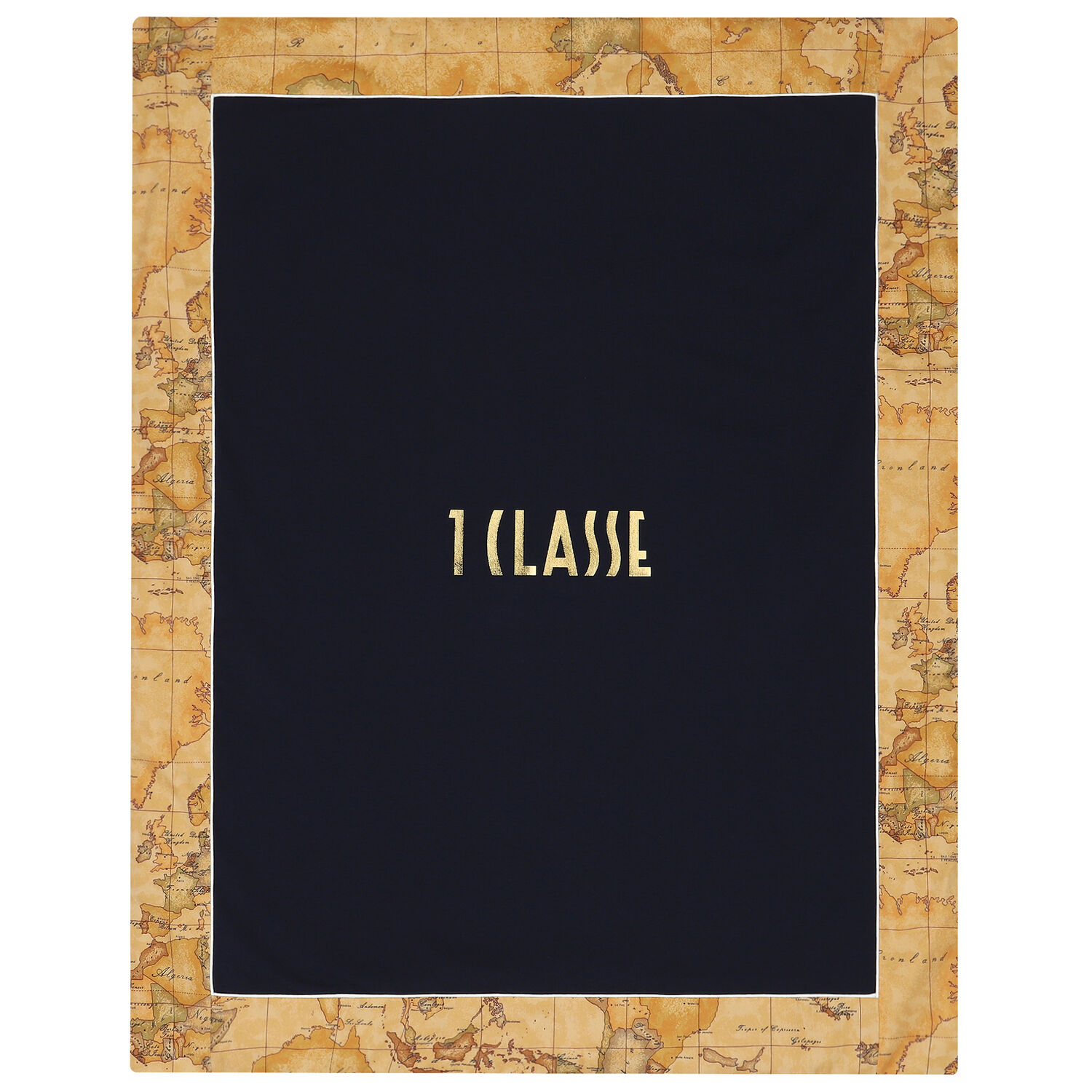 بطانية بشعار خريطة باللون الكحلي والبيج, 1, hi-res image number null