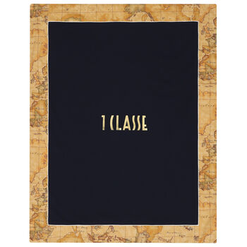 Navy Blue & Beige Geo Map Logo Blanket